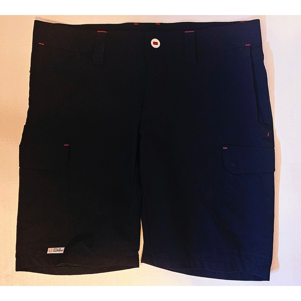 Stellar Equipment Softshell Cargo Shorts Mens Large Navy Zip Pockets Outdoors
